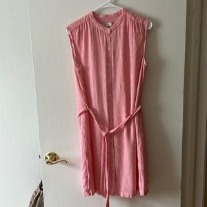 Loft pink vertical stripes dress M